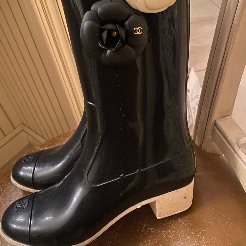 Chanel rain boots